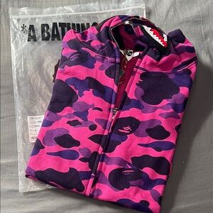 A Bathing Ape Pink and Purple Camo Hoodie (bape)